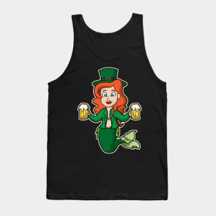 Irish Mermaid St Patricks Day Beers Tank Top